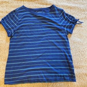 Talbots Blue  and Aqua Striped Top